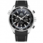 PAULAREIS vyri&scaron;kas automatinis savaiminio vėjo mechaninis drobinis guminis dirželis Oranžinė mėlyna raudona daugiafunkcis datos mėnesio laikrodis