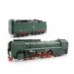 Diecast Toy Model 1:87 skalės klasė QJ2 Nr. 0001 Dujinis lokomotyvas, traukinys su garsu ir lengvu automobiliu klasikinis 1/87-33x5x5cm žalia
