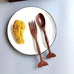 2 vnt jūrinio stiliaus Nanwood žuvies uodegos rankenos medinių &scaron;auk&scaron;tų &scaron;akučių rinkinys medžio masyvo rankų darbo ra&scaron;to desertų vaisių salotų &scaron;akutė &Scaron;eimos vie&scaron;bučio banketiniai indai 2pcs