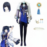 Žaidimas Yelan Cosplay Kostiumai Seksualūs Moteri&scaron;ki Hydro Liyue Uniforminiai Perukai Anime Helovino Kostiumai Moteri&scaron;ki Vakarėliai Drabužiai XXL-(Costume+Wig)