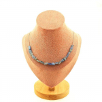 Pierres et Min&eacute;raux. Collier 20 perles Cyanite bleu du Br&eacute;sil. Chaine en acier inoxydable Collier femmes, hommes. Taille personnali