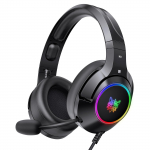 K9 žaidimų ausinės su RGB LED ap&scaron;vietimu, triuk&scaron;mo slopinimu, stereo PS Vita ausinės su mikrofonu, ausinės vir&scaron; ausų kompiuteriui, PS4, PS5, Switch, Xbox One, Mac 21*17*9.5cm juoda