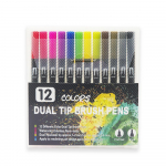 12 spalvų akrilinių markerių rinkinys dėžutėje, dvipusiai žymekliai, vandeniui atsparios meno tapybos priemonės, pasidaryk pats pie&scaron;imo, grafičių ra&scaron;iklis, kanceliarinės prekės