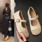Moteri&scaron;ki Mary Jane bateliai plok&scaron;čiu padu, nauji rudens retro stiliaus, seklios burnos, mink&scaron;to pado, neslystantys, patogūs sagties bateliai &bdquo;Zapatos Mujer&ldquo;. 35
