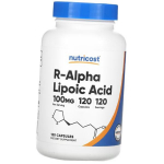 R-Alfa-lipo rūg&scaron;tis, R-Alpha Lipoic Acid 100, Nutricost (70647005) 120caps