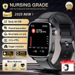 2025 Naujas Kraujo Lipidų &Scaron;lapimo Rūg&scaron;ties Gydymo I&scaron;manusis Laikrodis Vyrams EKG+PPG &Scaron;irdies Ritmas Sportas HD Skambutis Sveikatos Stebėjimas Samsung I&scaron;maniajam Laikrodžiui Black Leather