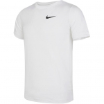 Nike Vientisos spalvos logotipas įgulos kaklas kvėpuojantis trikotažas trumpomis rankovėmis mar&scaron;kinėliai vaiki&scaron;ki vir&scaron;ūnės balti DX9537-100 XS