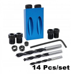 Kampinės skylės gręžiklis, 15 laipsnių kampinio gręžimo rinkinys medienai su &scaron;ablono kreipikliu, grąžtais ir keliomis skylėmis PJOVIMO &Scaron;ABLONAS