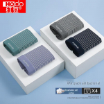 Hodo Men's Antibacterial Soft Cotton Striped Boxer Briefs 4-Pack 3XL (185)