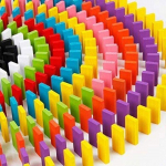 Dominos en bois - &Eacute;ducatif - Kit de 240 pi&egrave;ces - Mat&eacute;riaux s&ucirc;rs - D&eacute;veloppement moteur - Jeu de logique