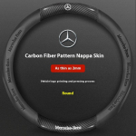Skirta Mercedes-Benz A B C E S V R Klasės C43 CLA GLA GLB GLC GLK SLK SL Vito Automobilio Neslystanti Anglies Pluo&scaron;to Odinė Vairo Dangtelis O Black