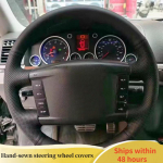 Car Steering Wheel Cover For Volkswagen VW Touareg Phaeton 2002-2010 ized Car Interior DIY Original Steering Wheel Braid Black Thread