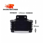 High Quality Universal Motorcycle Small Oil Cooler 158 mm 5 row silver and black SO-02 black m10 x 1.25