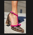 Madingi auk&scaron;takulniai moteri&scaron;ki su leopardo ra&scaron;to, spalvų blokais, drugelio mazgo sagtimi ir storu kulnu, moteri&scaron;ki vienetai 34 leopardas