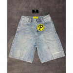 GLYDE Retro Raidės Džinsiniai &Scaron;ortai Y2K Vyri&scaron;ki Harajuku Hip Hop Raidžių Siuvinėjimas Retro Mėlyni Laisvi &Scaron;ortai Vir&scaron; Kelio Kelnės Laisvalaikio &Scaron;ortai S