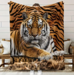 &Scaron;iuolaikinė tigro ra&scaron;to pledas - Mink&scaron;tas kvėpuojantis skaitmeninis dizainas Visų sezonų jaukus užtiesalas sofai lovai Size: 180*230cm, Weight: 230 GSM