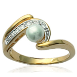 Bague Plaqu&eacute; Or 'Sissi' blanc dor&eacute; - perle 5 mm
