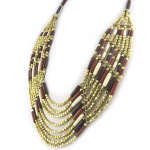 Les Tr&eacute;sors De Lily [N1668] - Collier Cr&eacute;ateur 'Kilimanjaro' marron dor&eacute;