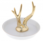 Keraminis žiedo laikiklis indų papuo&scaron;alų organizatorius padėklas Baltas vienaragis White Dish Antlers