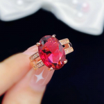 Bella Box Rose Gold spalvos vestuvių ceremonijos vakarėlio žiedas moteri&scaron;kas geometrinės formos cirkonis Temperamento akmens stilingi aksesuarai moterims Adjustable Opening rožinė raudona spalva