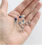 Vintažinės mėlynos akmens &scaron;akelės lapai kabantys kabliukai auskarai moterims Madingi papuo&scaron;alai Etniniai genčių parei&scaron;kimai Nuleidžiami auskarų priedai