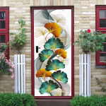 3D spalvingi Ginkgo biloba durų lipdukai sieniniai paveikslai Svetainės miegamojo durų tapetai Sienų lipdukai Lipnus vandeniui atsparus dekoras