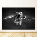 Mėnulio drobės tapyba Namų menas Pakabinamas paveikslas Sieniniai paveikslėliai gyvenamajam kambariui Erdvės stilius Vaikai juodai balti astronautai ir 40cm&times;50cm NoFrame