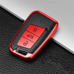 TPU odinis automobilio raktų dangtelis, skirtas VW Volkswagen Magotan Passat B8 Skoda Superb Kodiaq A7 raktų pakabuko nuotolinio valdymo pulto apsauginis dėklas raudona