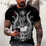 Skull Reaper modelio mar&scaron;kinėliai 3D vyri&scaron;ki gatvės marginimo siaubo serijos mar&scaron;kinėliai vasaros mados linksmybės vyri&scaron;ki plius dydžio mar&scaron;kinėliai XXL