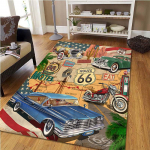 Retro klasikinis motociklo automobilio plakatas 3D spausdinimo kilimas namų svetainė Svetainė Miegamojo kilimas Namų dekoras Neslystantis grindų kilimėlis durų kilimėlis 80cm x 120cm
