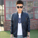 Nauja vyri&scaron;ka laisvalaikio odinė striukė su stačia apykakle Odinė striukė Vyri&scaron;ka motociklininko mados odinė striukė Beisbolo striukė M