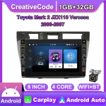 8 colių 2 dinų Android automobilio radijo daugialypės terpės vaizdo grotuvas, skirtas Toyota Mark 2 JZX110 Verossa 2000-2007 su mygtuko rankenėle WiFi 1+32GB