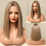 ALAN EATON Blonde 13*1 Nėriniai priekiniai trumpi sintetiniai perukai Ombre Tamsios &scaron;aknys Natūralūs netikri plaukai moterims Nėriniai perukas Auk&scaron;tos temperatūros