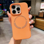 Skystas silikonas, skirtas Magsafe belaidžio įkrovimo dėklui, skirtas iPhone 15 14 13 12 11 Pro Max Plus magnetinis mink&scaron;tas &scaron;arvų dangtelis iphone 11 oranžinė