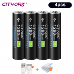 CITYORK 1,5 V USB ličio jonų AA+AAA įkraunamos baterijos AAA 1200mWh AA 3000mWh ličio 1,5v AA AAA baterija su USB kabeliu 4aaa