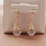 Nauji madingi la&scaron;o formos kri&scaron;toliniai auskarai moterims Madingi cirkonio auskarai papuo&scaron;alai vakarėlio aksesuarai auksas