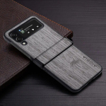 Dėklas, skirtas Samsung Galaxy Z Flip 4 5G funda bambuko medžio ra&scaron;tas Odinis dangtelis Prabangus coque, skirtas samsung galaxy z flip 4 capa Z Flip 4 juoda