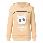 Kengūra Pouch Cats Fish Print ilgomis rankovėmis Hoodie Pets Holder Megztinis 2XL abrikosas