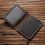 Rankų darbo odinės kortelių laikiklio rankovės vyrams Vintage Short Handcraft Slim Small Man Card Piniginė vairuotojo pažymėjimo dėklas kava