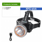 XPG LED Super Bright priekinis žibintas Labai galingas priekinis žibintas Integruotas akumuliatorius Lengvas galvos žibintuvėlis žvejybos stovyklavimo žibintas built in battery juoda