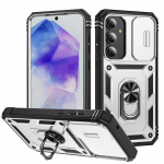 Karinis &scaron;arvų laikiklio dėklas, skirtas Samsung Galaxy S24 S23 S22 S21 Ultra Plus A55 A35 A54 A14 4G 5G slankiojančios kameros apsaugos kortelės ki&scaron;enės dangtelis Samsung S24 Ultra juoda
