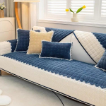Velveto spalvos blokuojantis sofos užvalkalas Svetainė Universali visiems sezonams Sofos kilimėlis Neslystantis sofos užvalkalas Vienspalvė sofos pagalvėlė 30x50cm pillowcase tamsiai mėlyna spalva