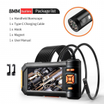 2024 m. pramoninis endoskopas 1080P 5 colių didelio ekrano LCD borescope tikrinimo kamera su 8 mm IP67 vandeniui atsparia 2600 mAh baterija 2m Dual lense oranžinė