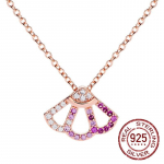 925 sterlingo sidabras auk&scaron;čiausios kokybės dizainas pav&eacute; rožinio aukso megztinio pakabukas rožinis vėduoklės formos raktikaulio grandinėlė klasikiniai papuo&scaron;alai dovana