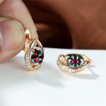 Mystic Rainbow Crystal Oval Stone Auskarai Charm Rose Gold Spalva Vestuviniai Auskarai Mieli Daugiaspalviai Cirkoniniai Auskarai Moterims