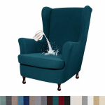Vandeniui atsparus sparnuotas kėdės užvalkalas, 2 dalių tamprus spandex audinio, sparnuotas kėdės užvalkalas Wingback fotelio užvalkalas su elastingu dugnu gyvenamajam miegamajam W33xD36xH45inch
