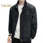 Vyri&scaron;ka striukė su stačia apykakle, ilgomis rankovėmis, užsegama užtrauktuku, &scaron;varkas, paltas, vienspalvė, retro kordurojaus striukė, trumpo stiliaus vėjo nepraleidžianti striukė M juoda