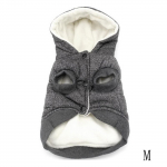 Striukė, megztiniai, žieminė pūkinė striukė, naminis paltas su gobtuvu, &scaron;ilti drabužiai dideliems ir vidutiniams &scaron;unims (L (Krūtinė: 44 cm, kaklas: 29 cm), Pilka) M