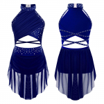 Vaikų mergaičių lyri&scaron;kas &scaron;okis, kostiumas Dailiojo čiuožimo baleto gimnastikos triko suknelė be rankovių Kalnų kri&scaron;tolo &scaron;okių drabužiai 15-16 Years tamsiai mėlyna spalva