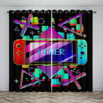 Juokingas &Scaron;aunus Žaidimų Pultelis Žaidėjas Žaidimų Valdiklis Berniukui Langų Užuolaidos Žaliuzės Svetainei Vaikų Miegamajam Namų Dekoravimas Durys 2 Vnt. Biuras W55 X H120cm X 2&HOOK